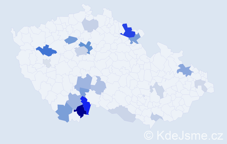 Příjmení: 'Haider', počet výskytů 52 v celé ČR