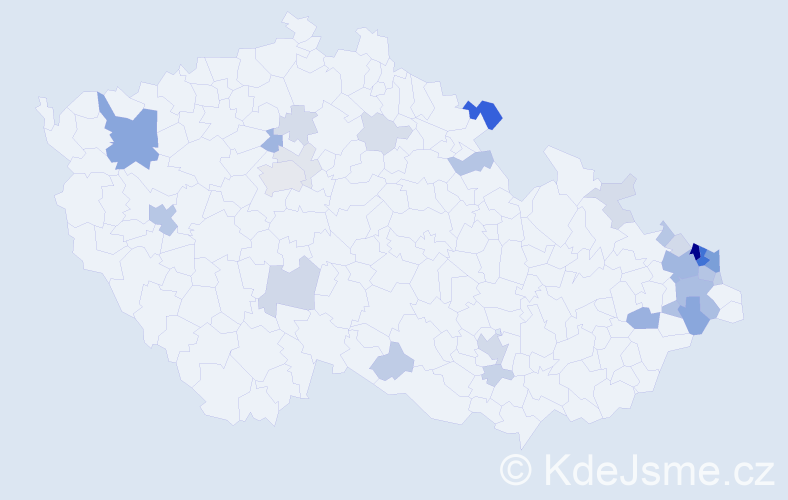 Příjmení: 'Mžiková', počet výskytů 101 v celé ČR