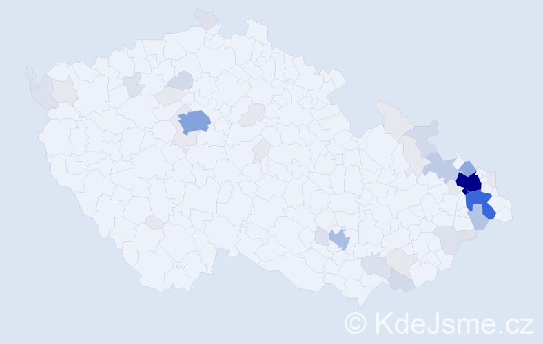 Příjmení: 'Chamrádová', počet výskytů 150 v celé ČR