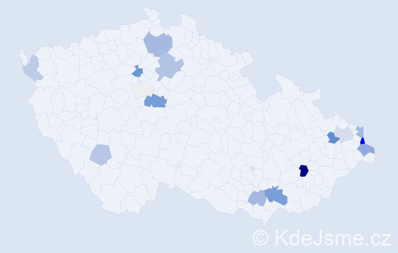 Příjmení: 'Huta', počet výskytů 32 v celé ČR