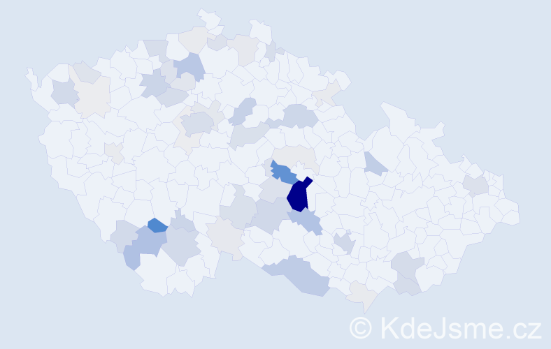 Příjmení: 'Blažíček', počet výskytů 196 v celé ČR