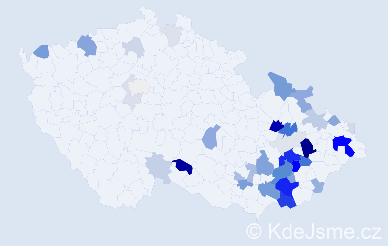 Příjmení: 'Cvek', počet výskytů 116 v celé ČR