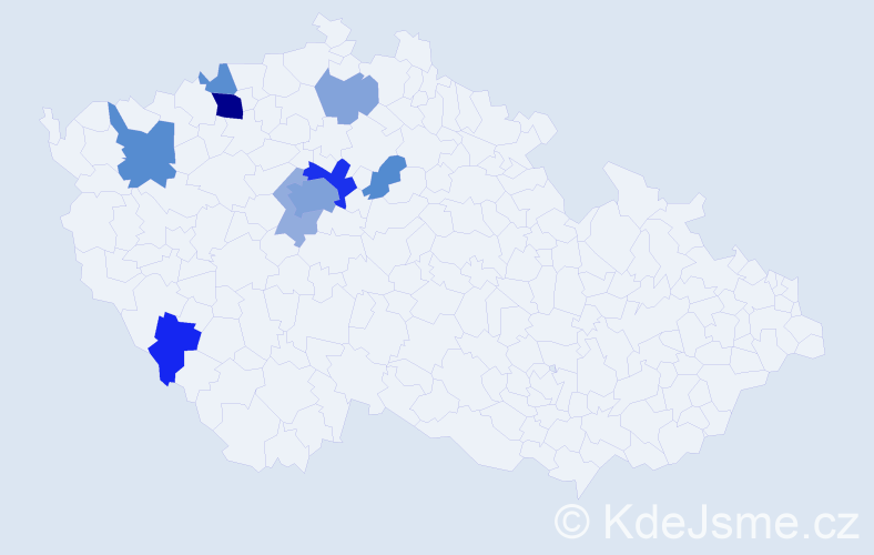 Příjmení: 'Pšád', počet výskytů 24 v celé ČR