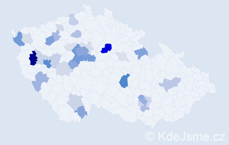 Příjmení: 'Cígler', počet výskytů 114 v celé ČR
