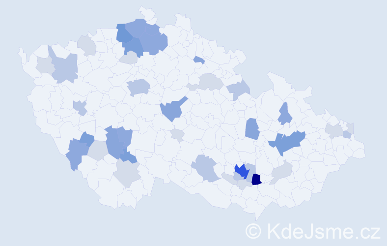 Příjmení: 'Pavlovcová', počet výskytů 115 v celé ČR