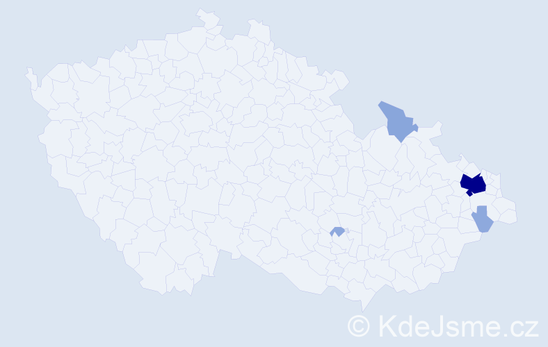 Příjmení: 'Vavrušáková', počet výskytů 13 v celé ČR