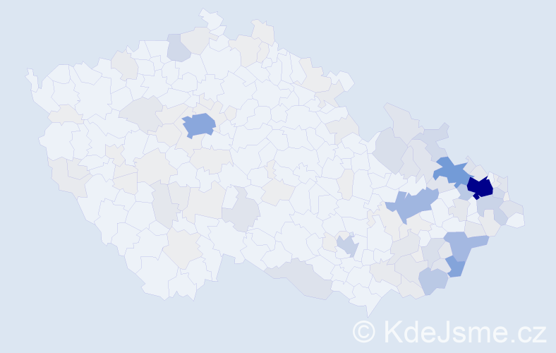 Příjmení: 'Kudela', počet výskytů 470 v celé ČR