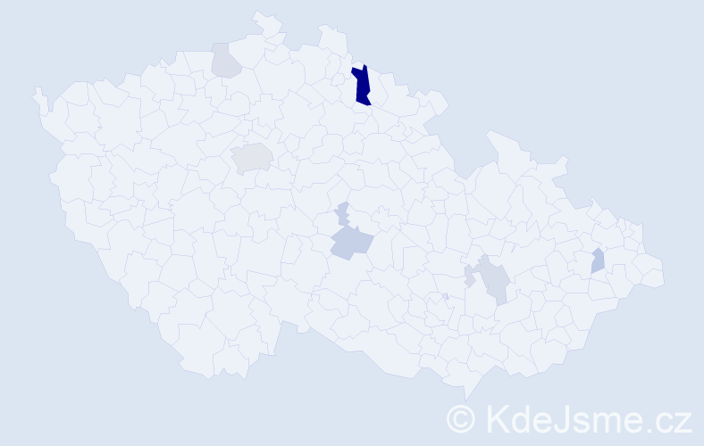 Příjmení: 'Vrdlovcová', počet výskytů 13 v celé ČR
