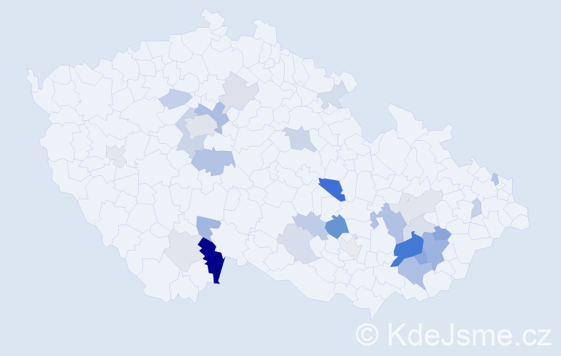 Příjmení: 'Nehoda', počet výskytů 66 v celé ČR