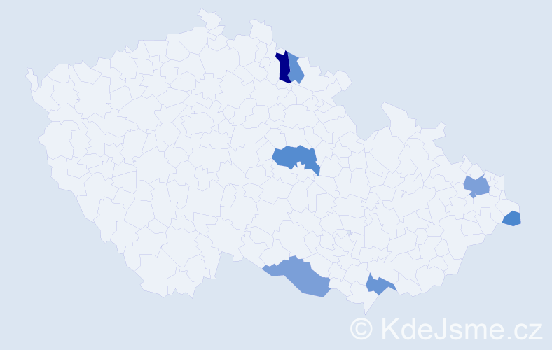 Příjmení: 'Habiňáková', počet výskytů 16 v celé ČR