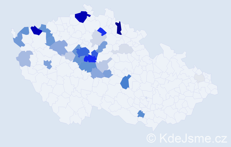 Příjmení: 'Škábová', počet výskytů 141 v celé ČR