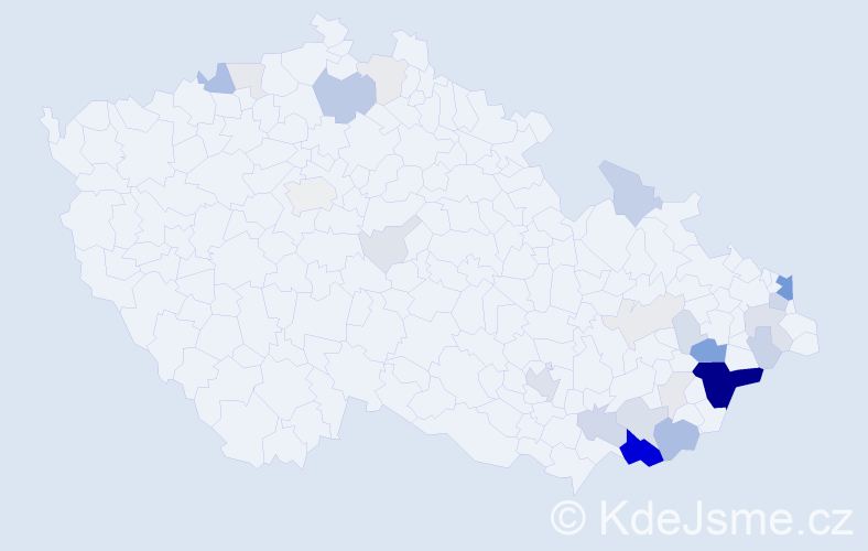 Příjmení: 'Bogar', počet výskytů 108 v celé ČR