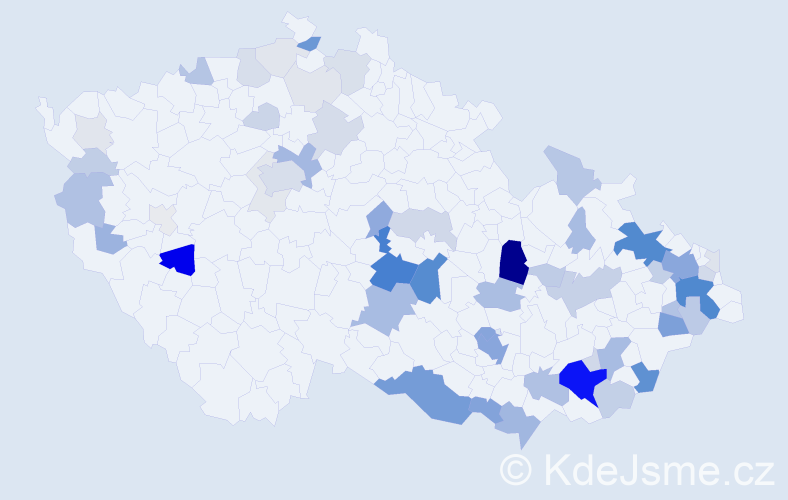 Příjmení: 'Soška', počet výskytů 233 v celé ČR