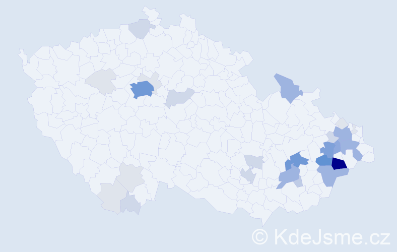 Příjmení: 'Tovaryšová', počet výskytů 122 v celé ČR