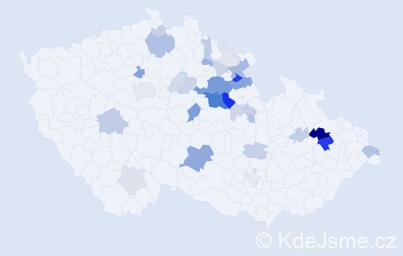 Příjmení: 'Řehounek', počet výskytů 107 v celé ČR