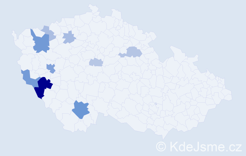 Příjmení: 'Taušek', počet výskytů 30 v celé ČR