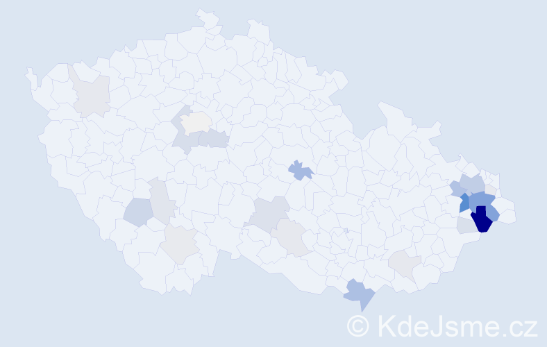 Příjmení: 'Hajdušková', počet výskytů 77 v celé ČR