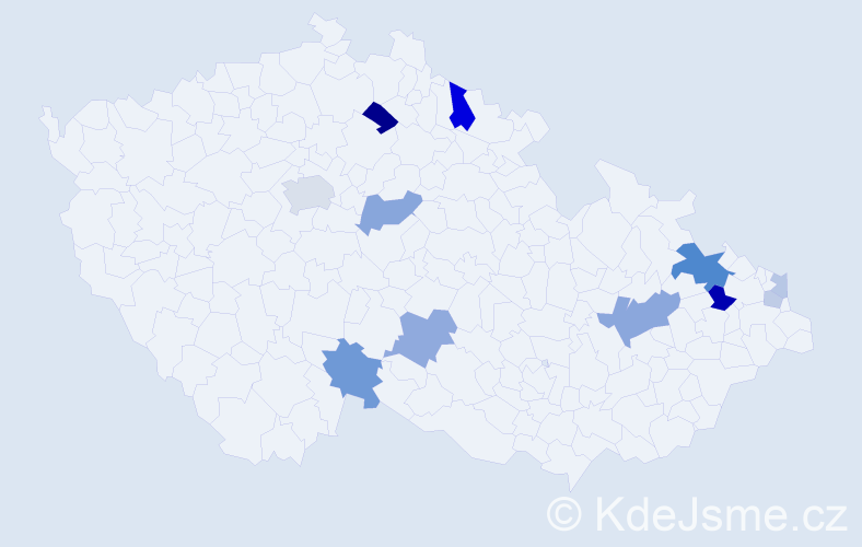 Příjmení: 'Magura', počet výskytů 28 v celé ČR