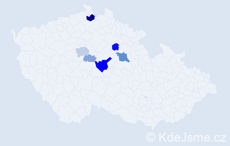 Příjmení: 'Kádek', počet výskytů 15 v celé ČR