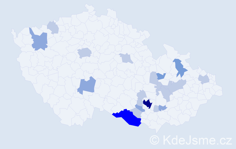 Příjmení: 'Potácelová', počet výskytů 44 v celé ČR