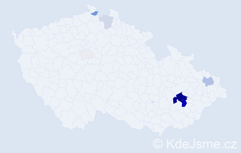 Příjmení: 'Kaďorek', počet výskytů 21 v celé ČR
