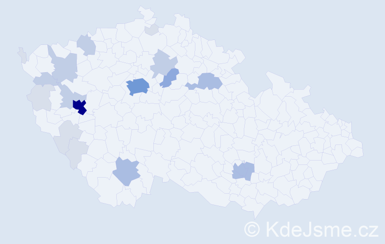 Příjmení: 'Krysl', počet výskytů 59 v celé ČR
