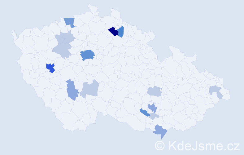 Příjmení: 'Kutek', počet výskytů 45 v celé ČR