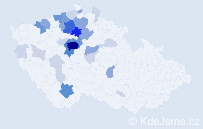 Příjmení: 'Vokálek', počet výskytů 102 v celé ČR
