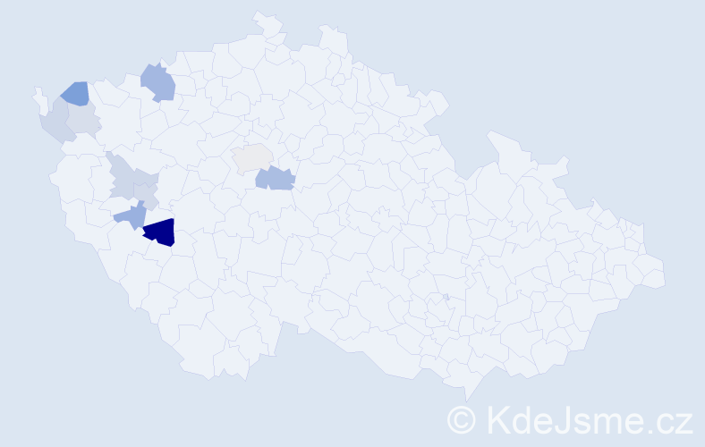 Příjmení: 'Chouňová', počet výskytů 17 v celé ČR