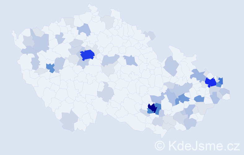 Příjmení: 'Dostal', počet výskytů 251 v celé ČR