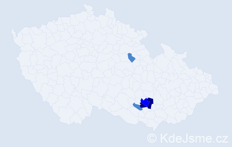 Příjmení: 'Pinčiar', počet výskytů 7 v celé ČR