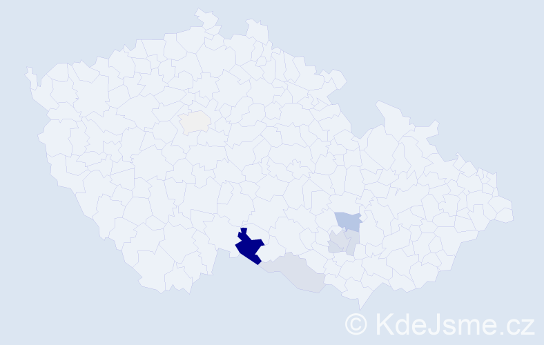 Příjmení: 'Bachel', počet výskytů 14 v celé ČR
