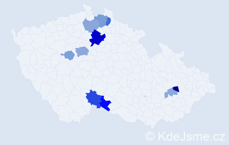 Příjmení: 'Kadlasová', počet výskytů 25 v celé ČR