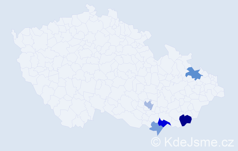 Příjmení: 'Kůrečková', počet výskytů 11 v celé ČR