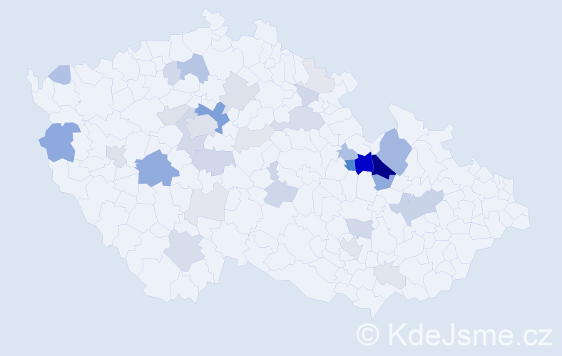 Příjmení: 'Pelcl', počet výskytů 123 v celé ČR