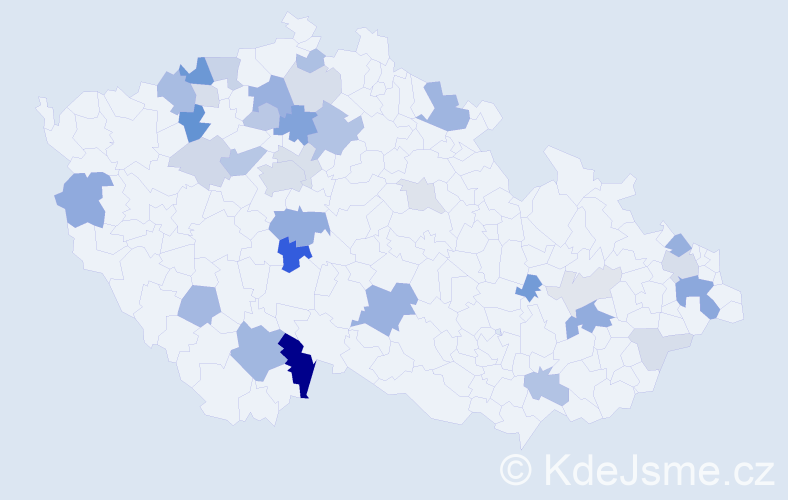 Příjmení: 'Végh', počet výskytů 87 v celé ČR