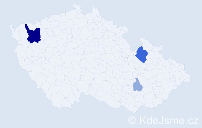 Příjmení: 'Verebely', počet výskytů 13 v celé ČR