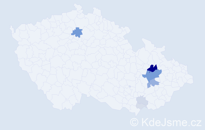 Příjmení: 'Slimaříková', počet výskytů 27 v celé ČR