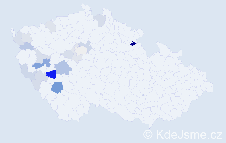 Příjmení: 'Rach', počet výskytů 42 v celé ČR