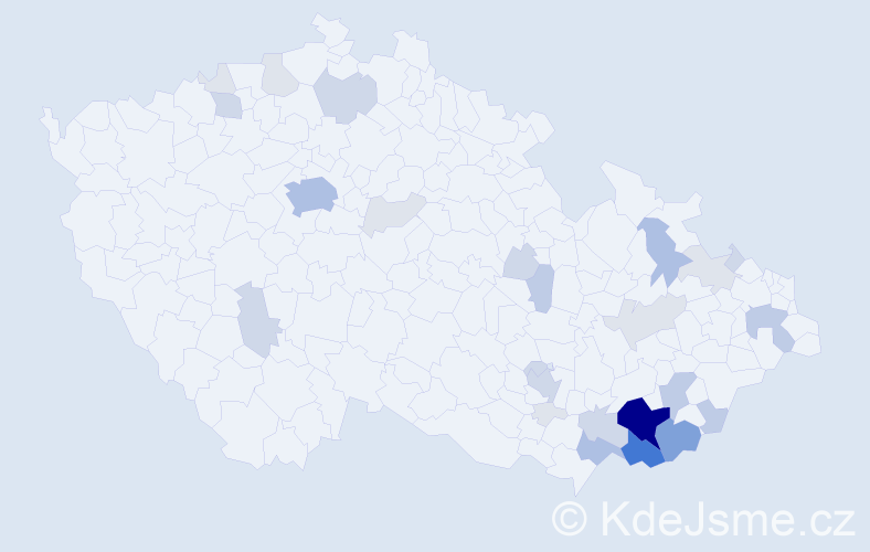Příjmení: 'Pomykal', počet výskytů 100 v celé ČR