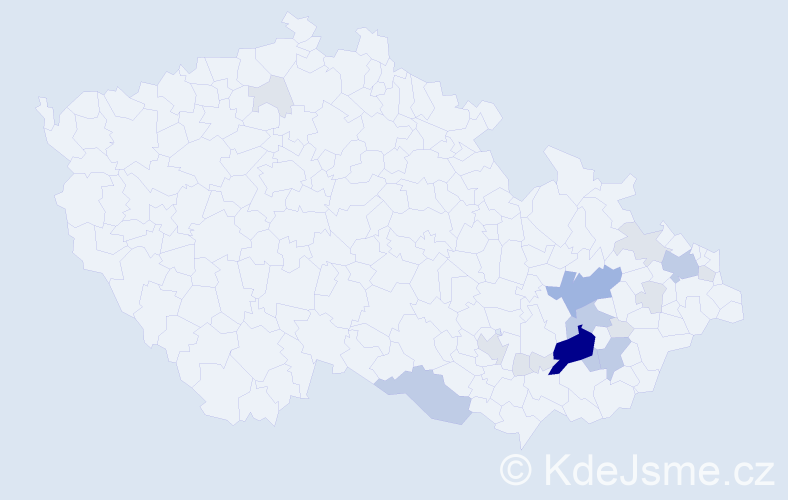 Příjmení: 'Kochaníčková', počet výskytů 58 v celé ČR