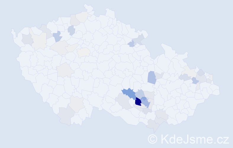 Příjmení: 'Hotárek', počet výskytů 190 v celé ČR