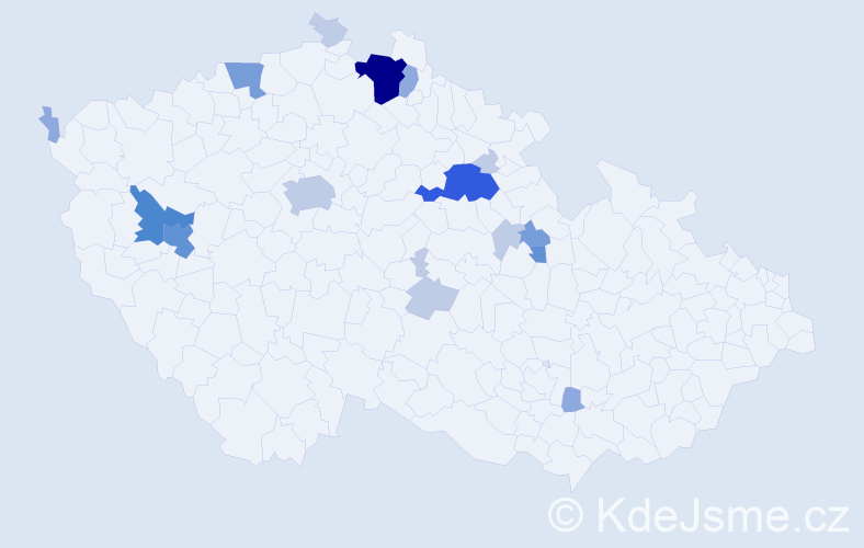 Příjmení: 'Brindzák', počet výskytů 46 v celé ČR