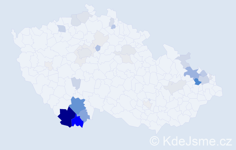 Příjmení: 'Bohdal', počet výskytů 146 v celé ČR