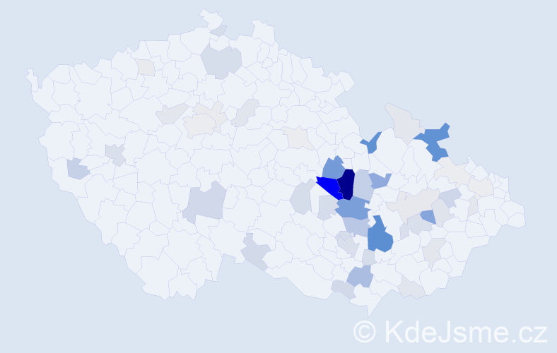 Příjmení: 'Bačovská', počet výskytů 167 v celé ČR