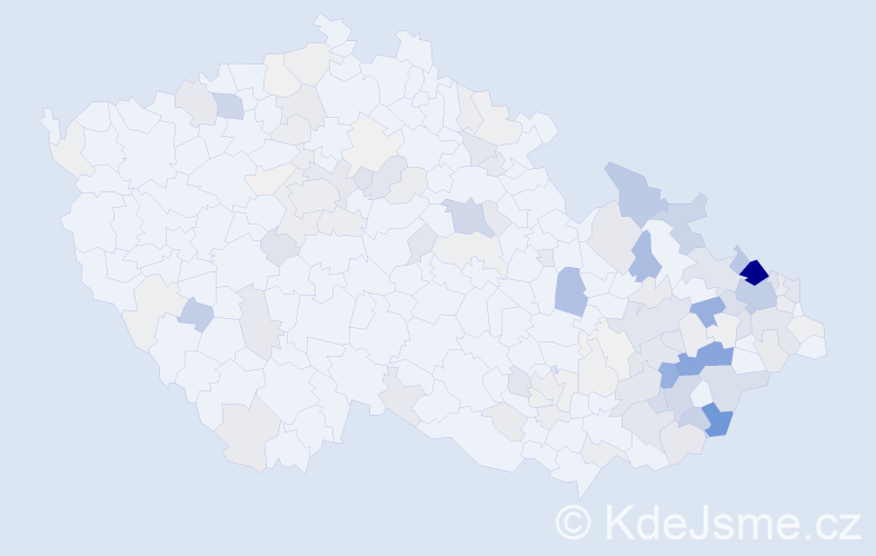 Příjmení: 'Janoš', počet výskytů 483 v celé ČR
