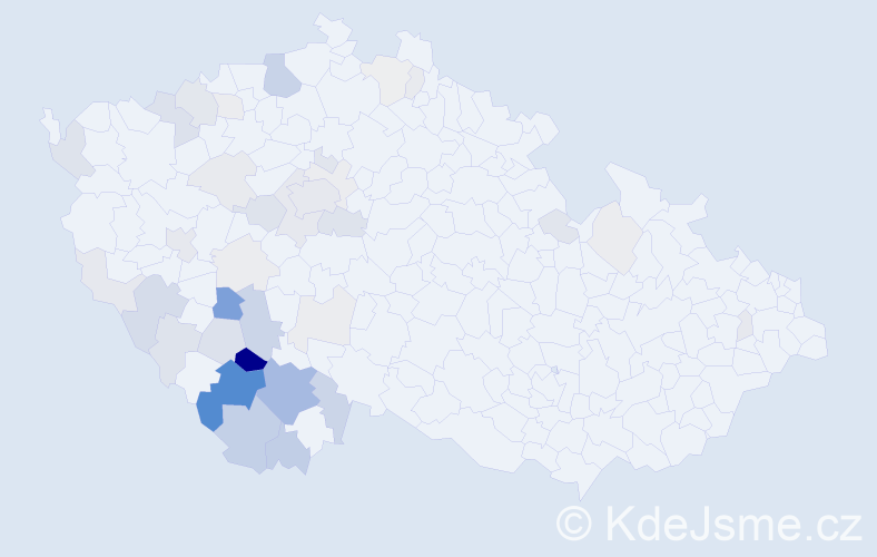 Příjmení: 'Hucková', počet výskytů 119 v celé ČR