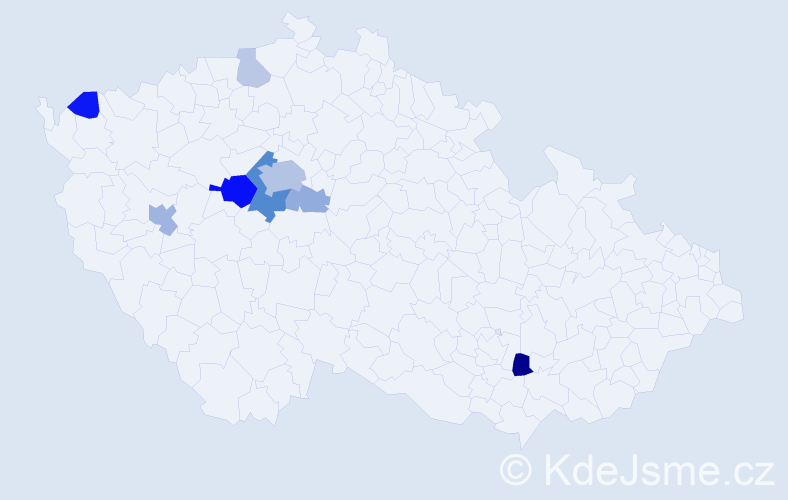 Příjmení: 'Vyšehradská', počet výskytů 23 v celé ČR