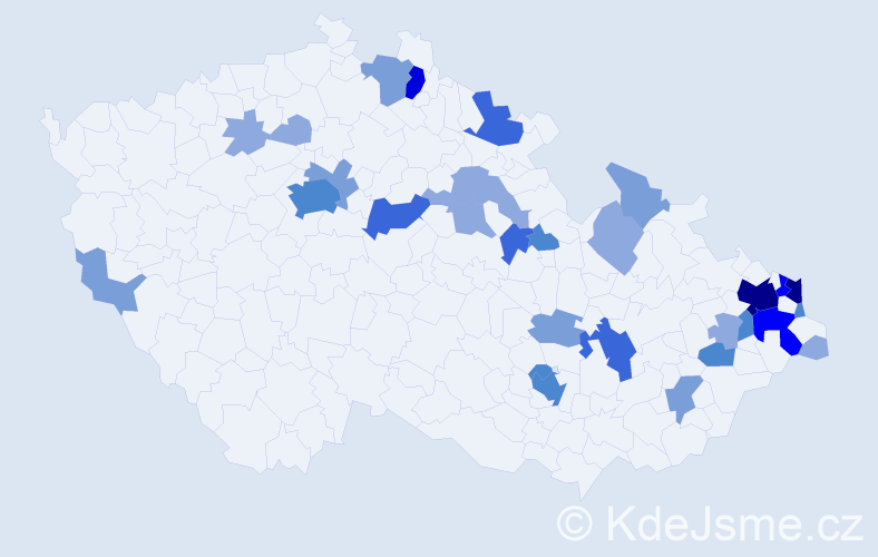 Příjmení: 'Moskalová', počet výskytů 87 v celé ČR
