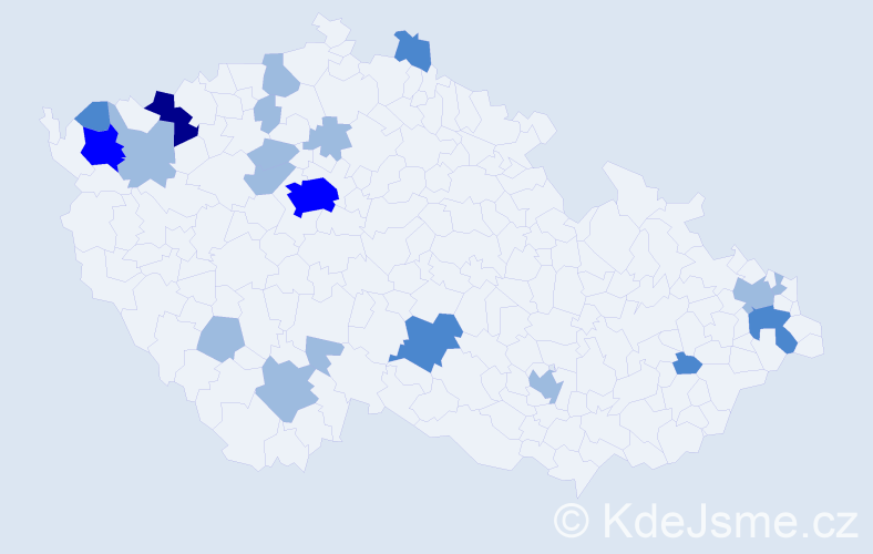 Příjmení: 'Cap', počet výskytů 32 v celé ČR